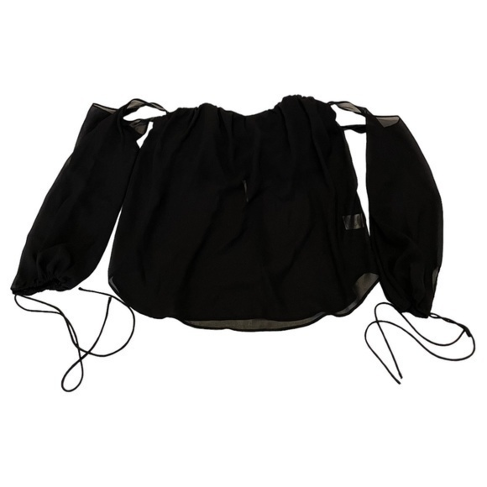 Stolen Hearts Black Off The Shoulder Cold Shoulder Chiffon Blouse Small